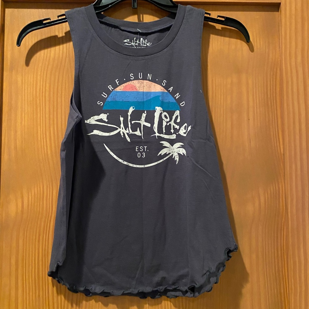 Salt Life Girl’s Gray Surf Sun Sand Tank Top NWT Size M